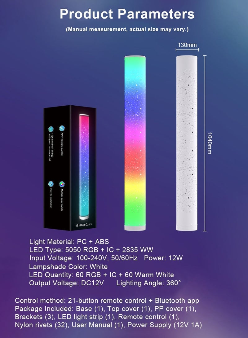 RGB LED Floor Lamp with Colorful Mood Lighting for Music and Rhythm, 12W for Gaming and Party Use,Bedroom Lighting 2-Piece Set with Remote Control  Corner lamp standing light - Image 5